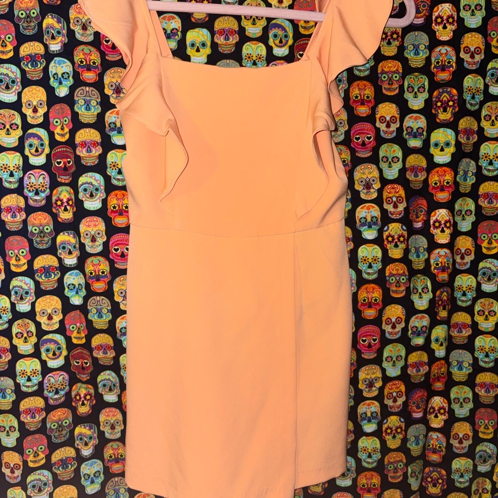 BCBGeneration Peach Mini Dress with Ruffle Sleeves